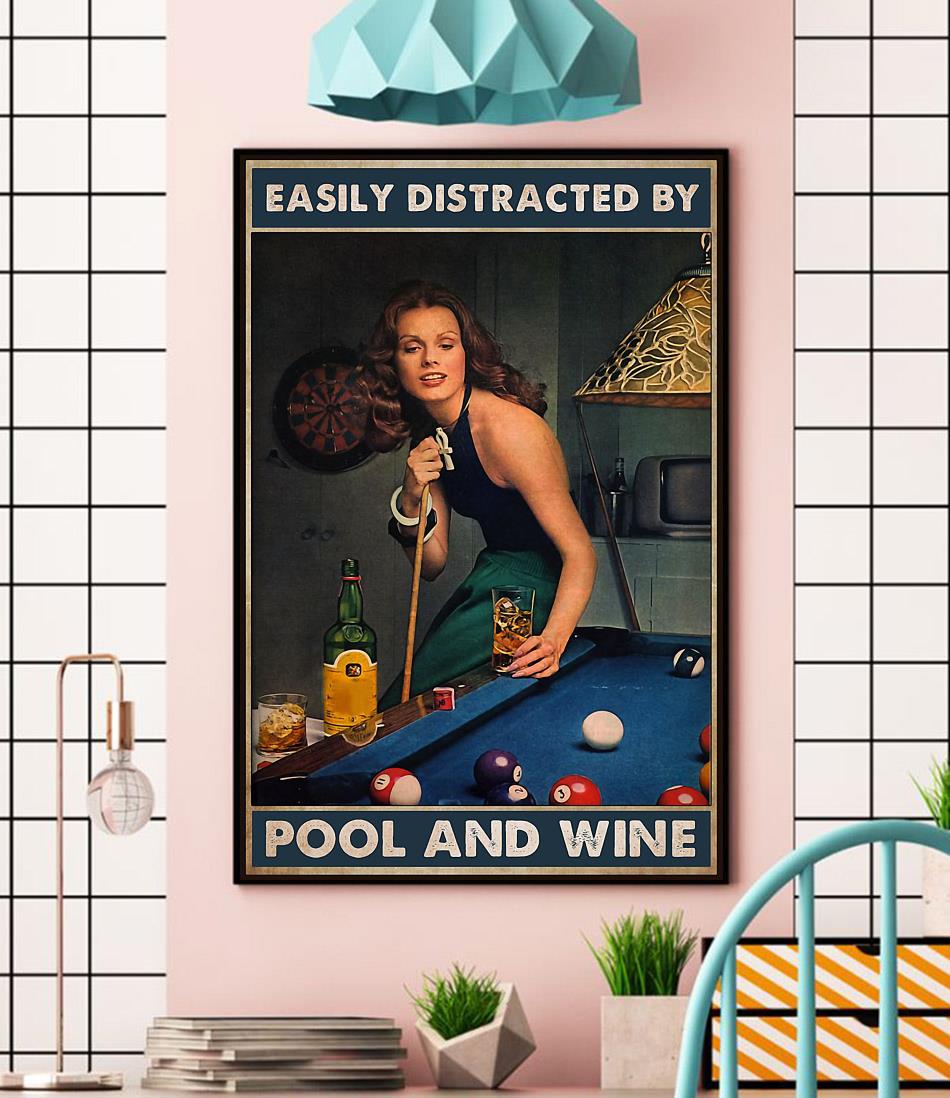 Beautiful lady easily distracted by pool and beer poster wall