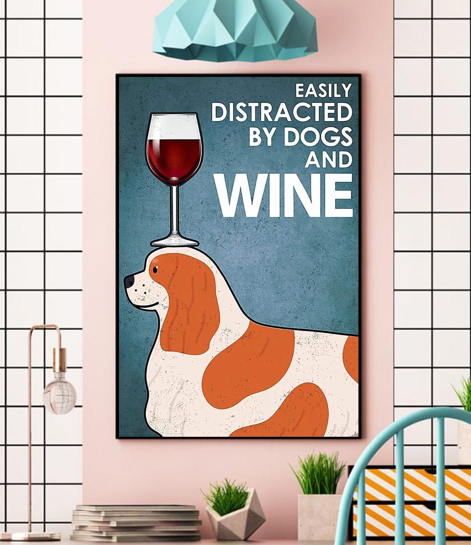 Cavalier easily distracted by dogs and wine canvas wall