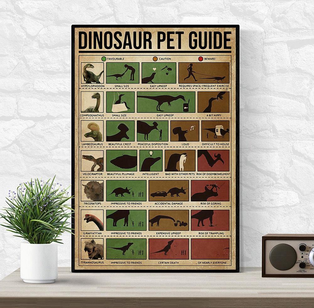 Dinosaur Pet Guide poster canvas wrapped