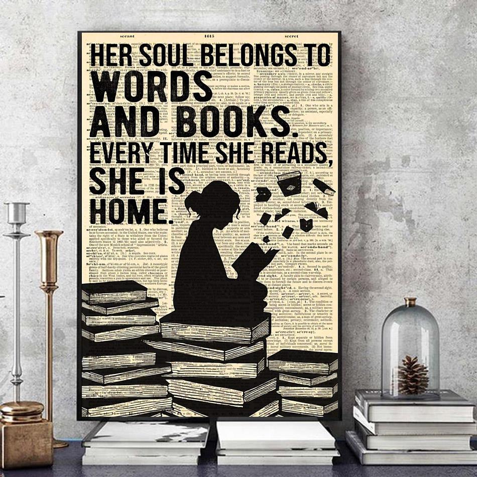 Her soul belongs to words and books wall art art
