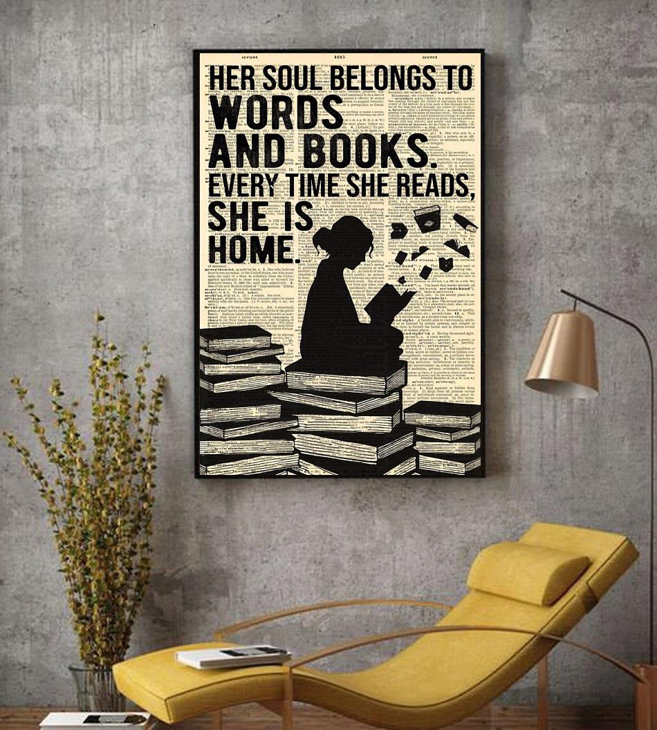 Her soul belongs to words and books wall art decor