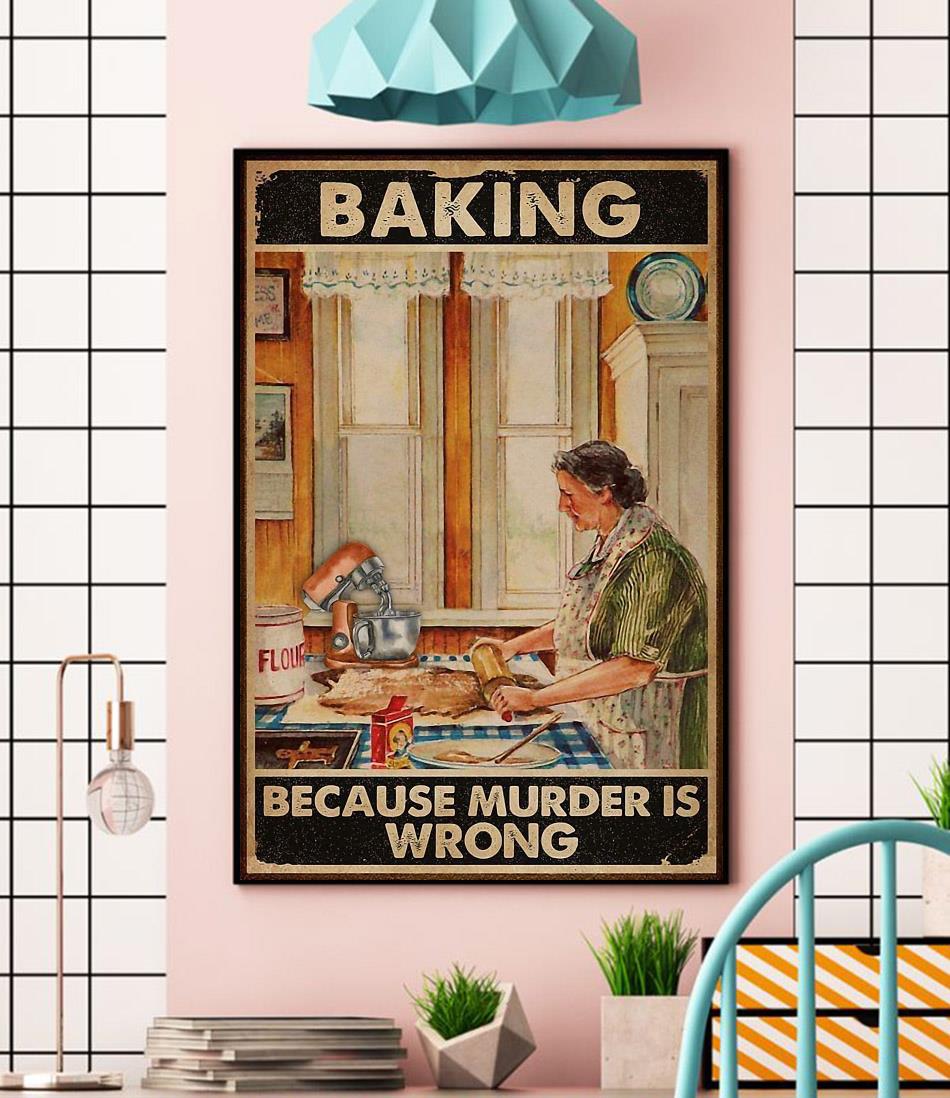 Old lady baking because murder is wrong canvas wall