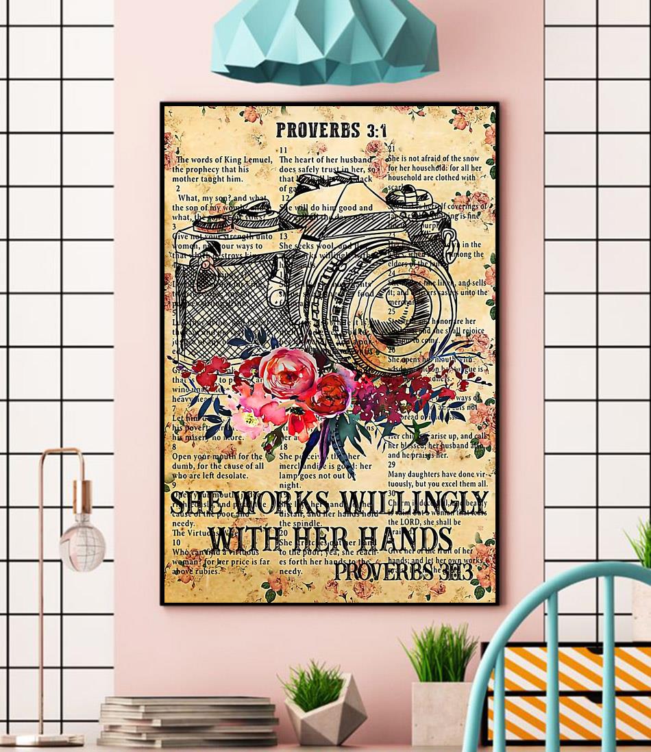 Photographer she works willingly with her hands poster canvas wall