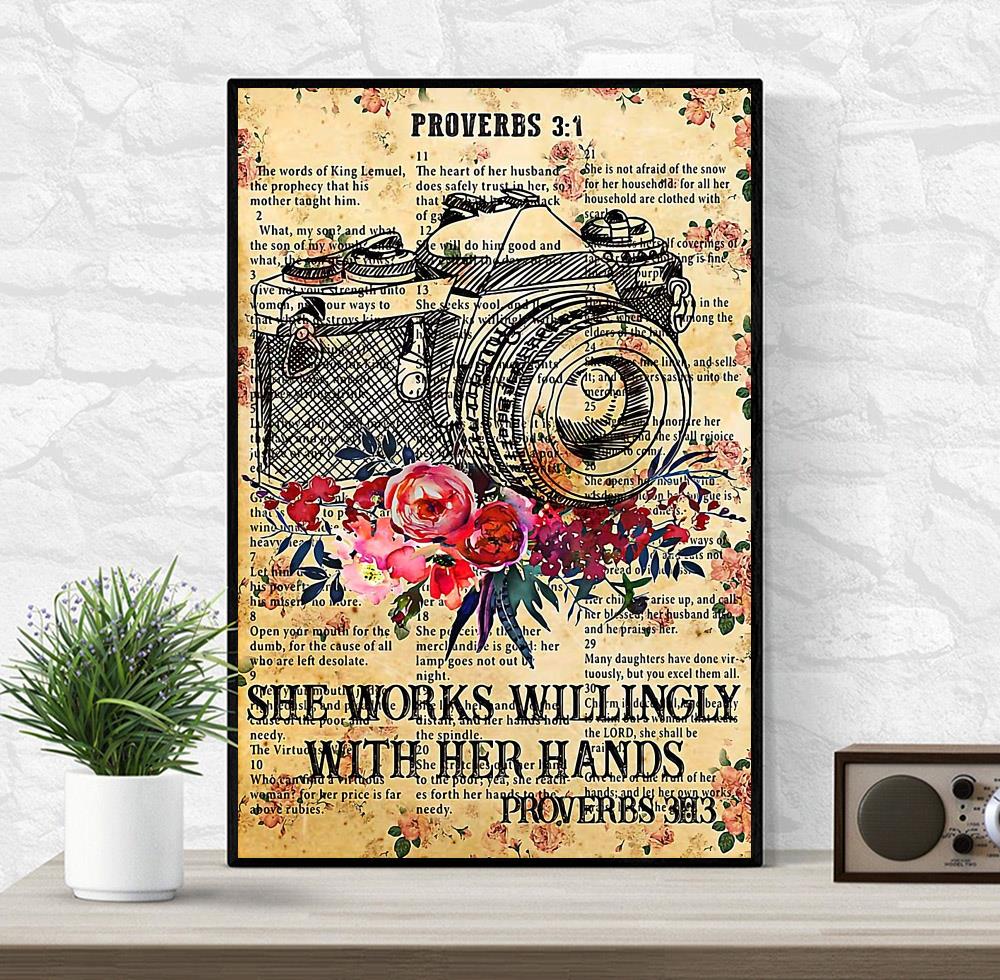 Photographer she works willingly with her hands poster canvas wrapped