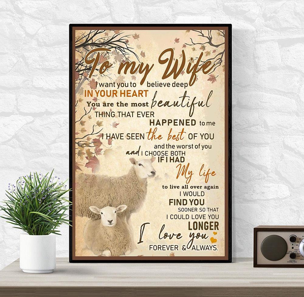 Sheep couple to my wife I love you poster wrapped