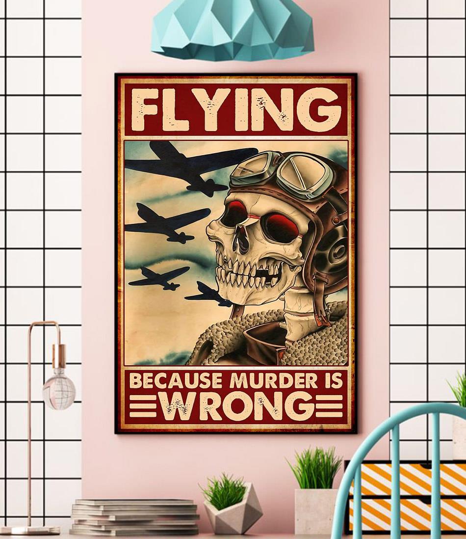 Skeleton pilot flying because murder is wrong canvas wall