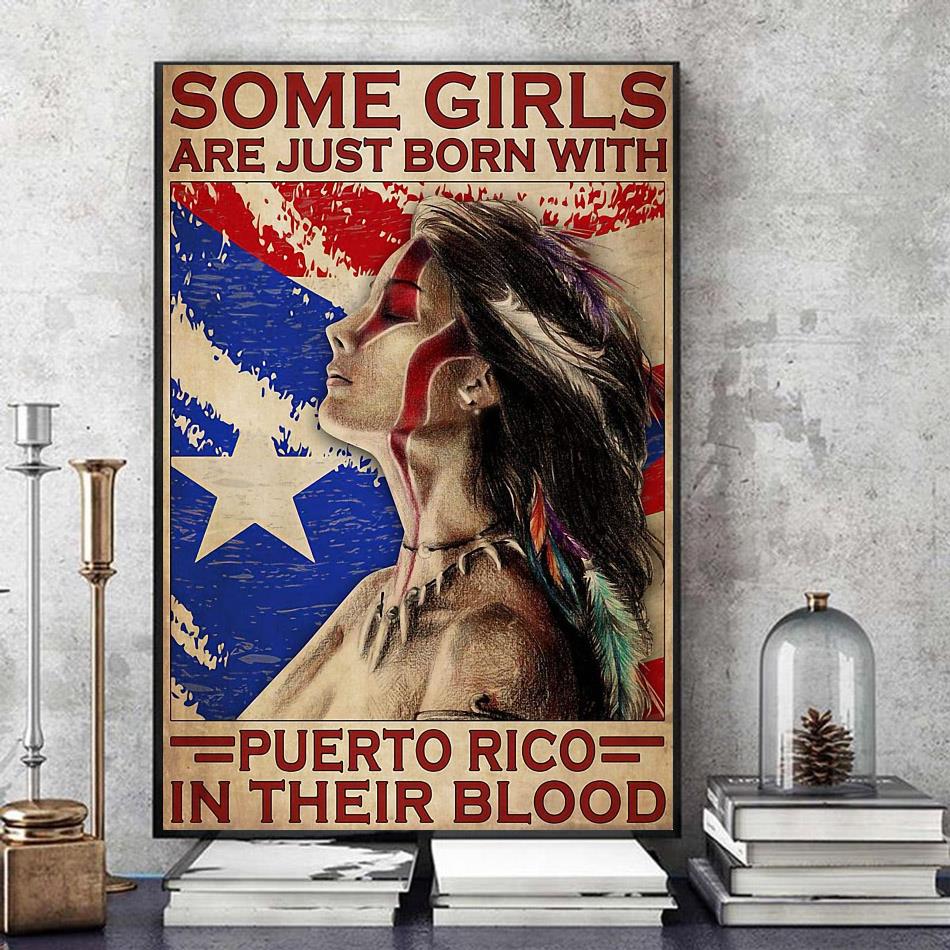 Some girls are just born with Puerto Rico in their blood canvas -  Emilyshirt American Trending shirts