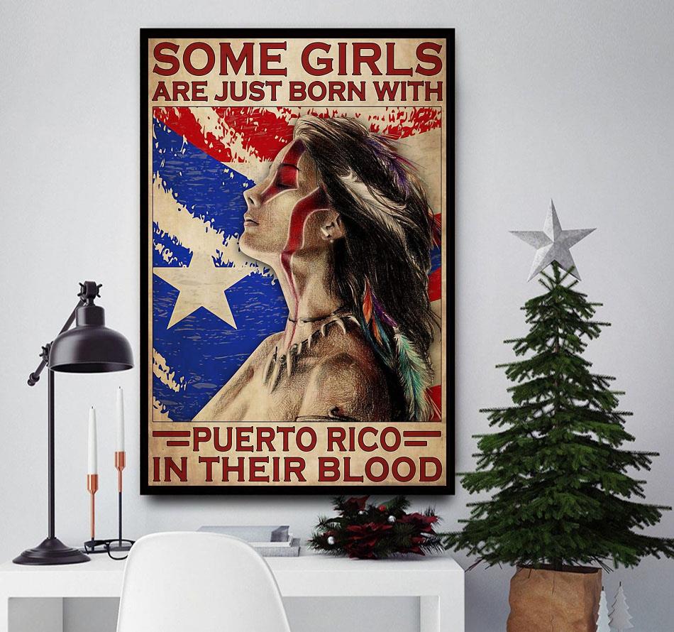 Some girls are just born with Puerto Rico in their blood canvas -  Emilyshirt American Trending shirts