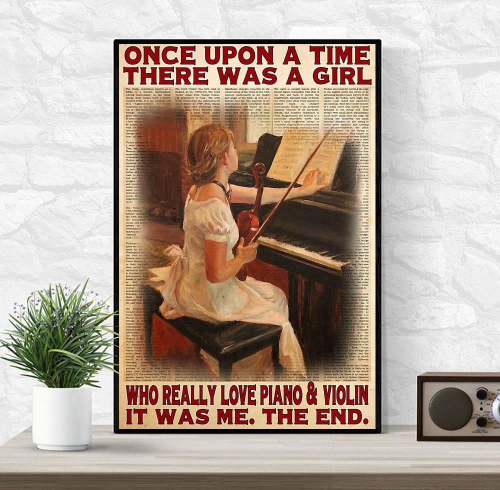 Upon a time a girl who really love piano and violin poster wrapped
