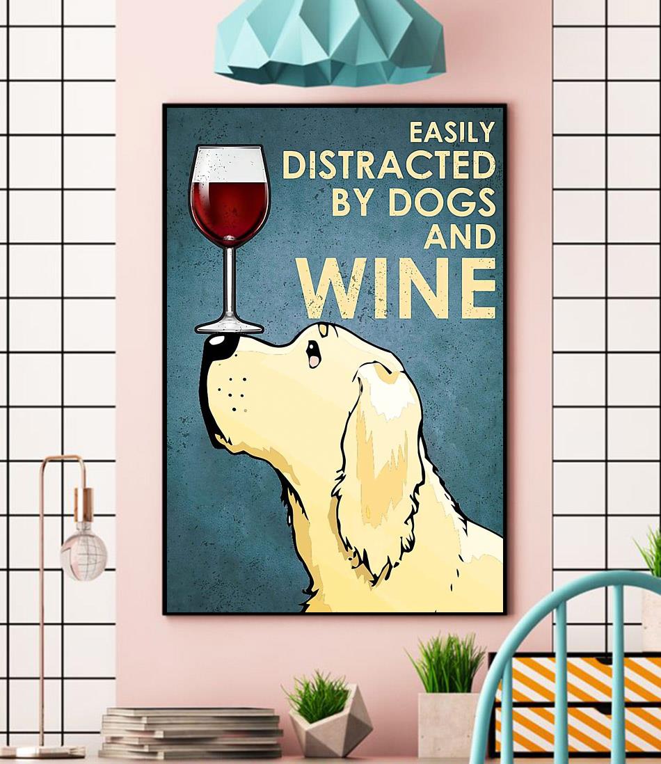 Yellow Labrador easily distracted by dogs wine canvas wall
