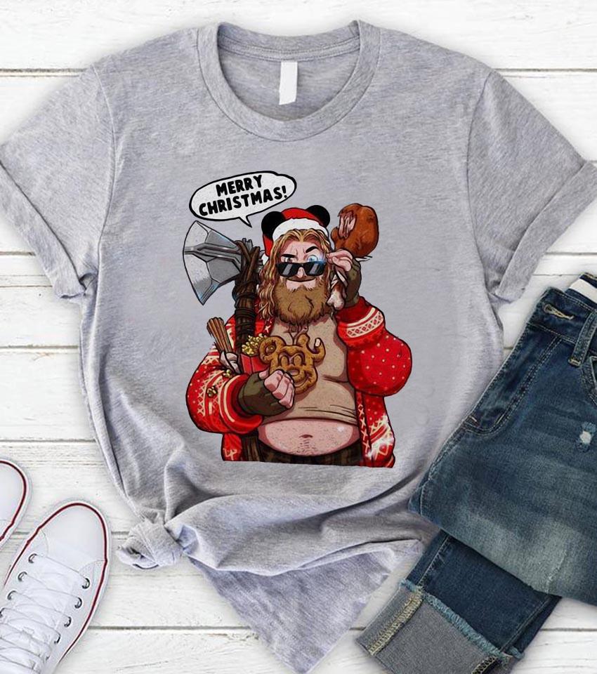merry endgame t-shirt, Christmas shirt avenger ladies Fat Thor