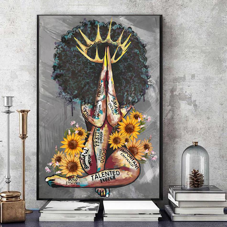 African American sunflower poster canvas Emilyshirt American Trending