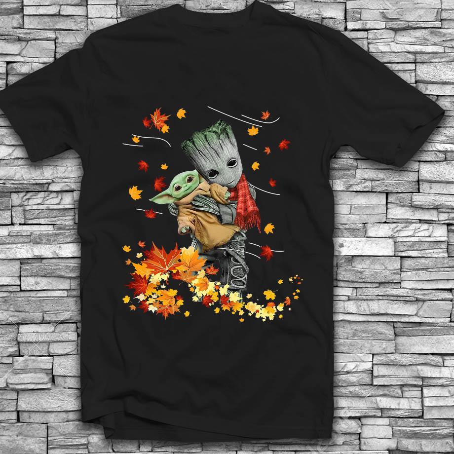 Autumn Groot hug Baby Yoda fall Thanksgiving t-shirt - Emilyshirt American  Trending shirts