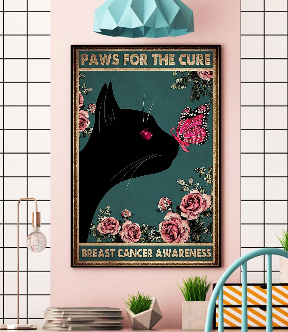 Cat breast cancer awareness paws for the cure poster - Emilyshirt American  Trending shirts