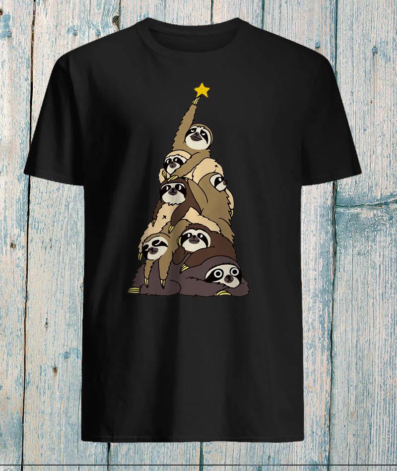 sloth christmas tree shirt