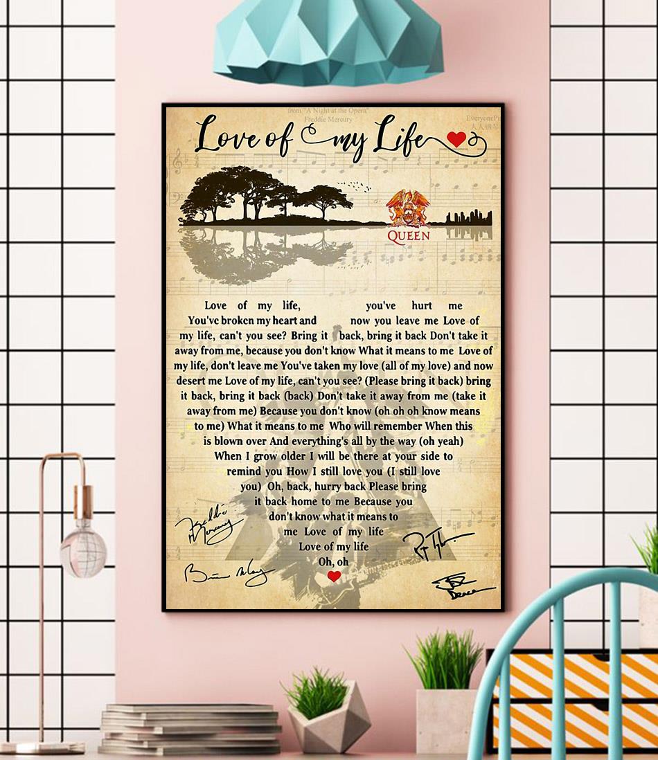 Love of my life lyrics heart shape poster - Emilyshirt American