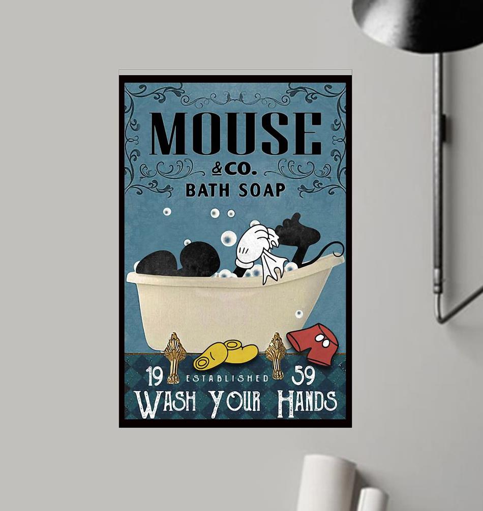 Mickey Disney bath soap wash your paws wrapped canvas frame