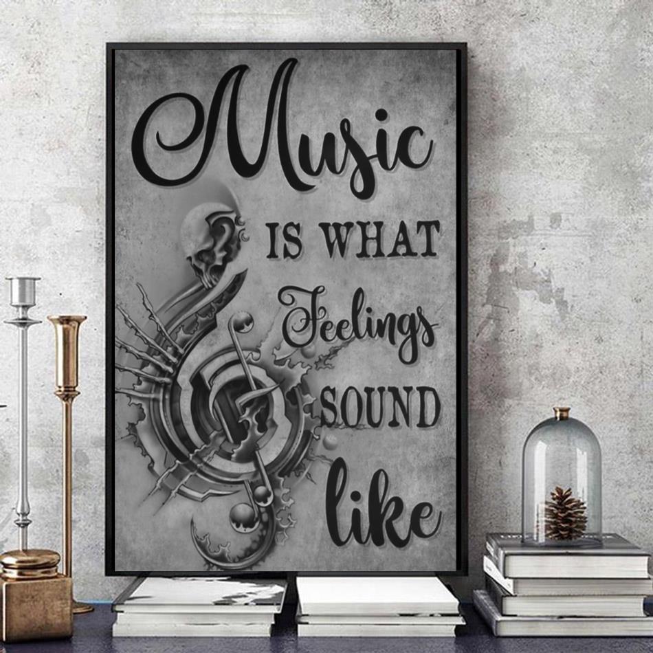 Music Is What Feelings Sound Like Satin Portrait Poster 