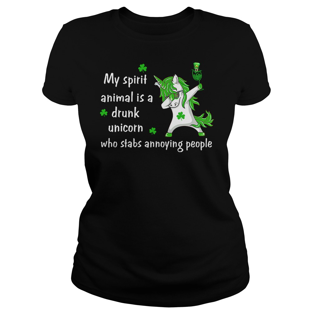 Patrick Unicorn my spirit animal is a drunk unicorn who stabs annoying people shirt