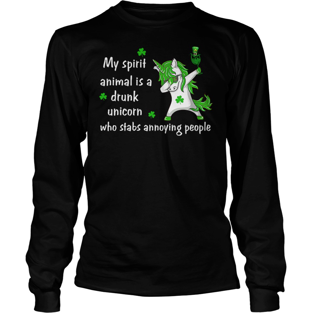 Patrick Unicorn my spirit animal is a drunk unicorn who stabs annoying people shirt