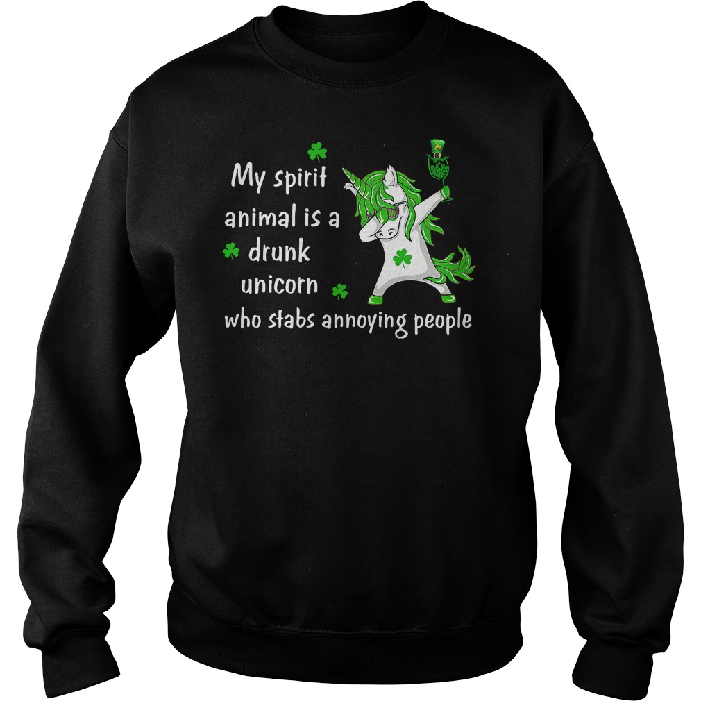 Patrick Unicorn my spirit animal is a drunk unicorn who stabs annoying people shirt