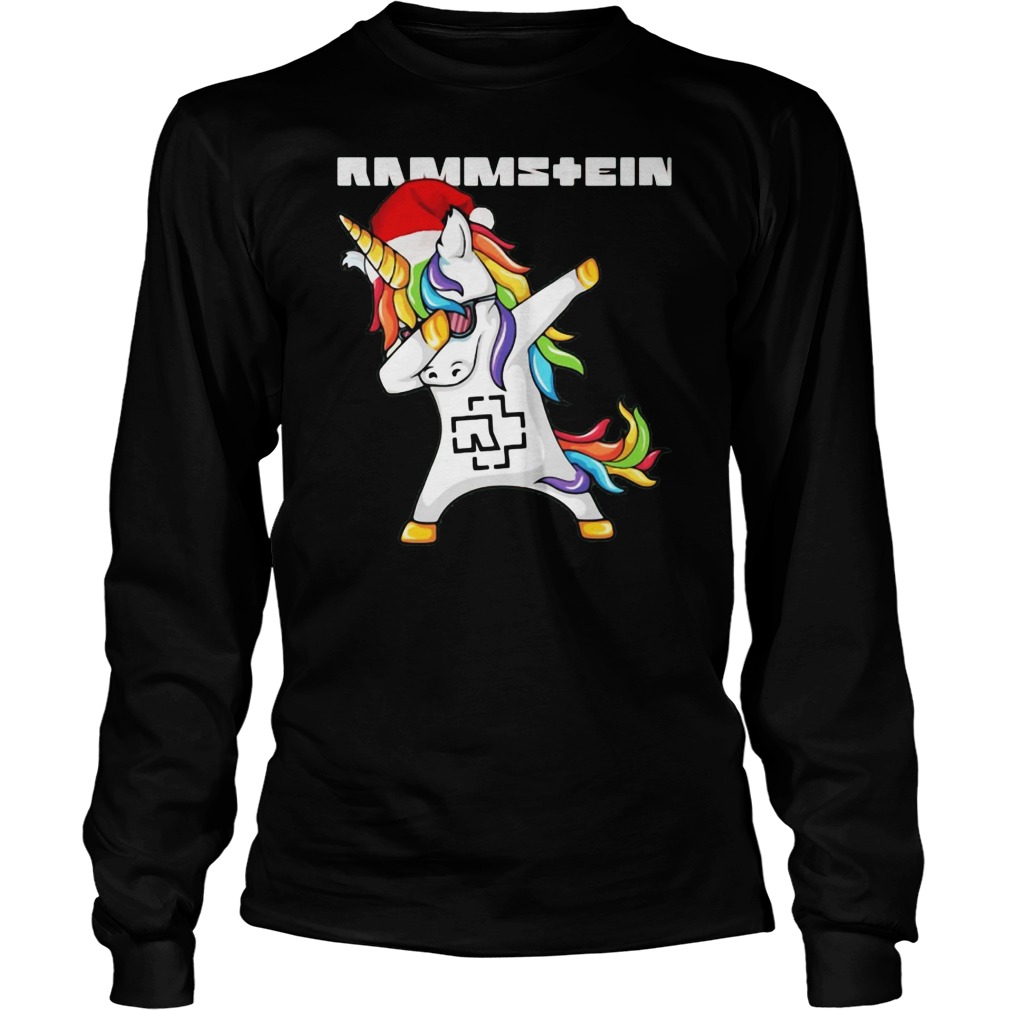 Santa Unicorn Dabbing Rammstein Christmas shirt, ladies and sweater